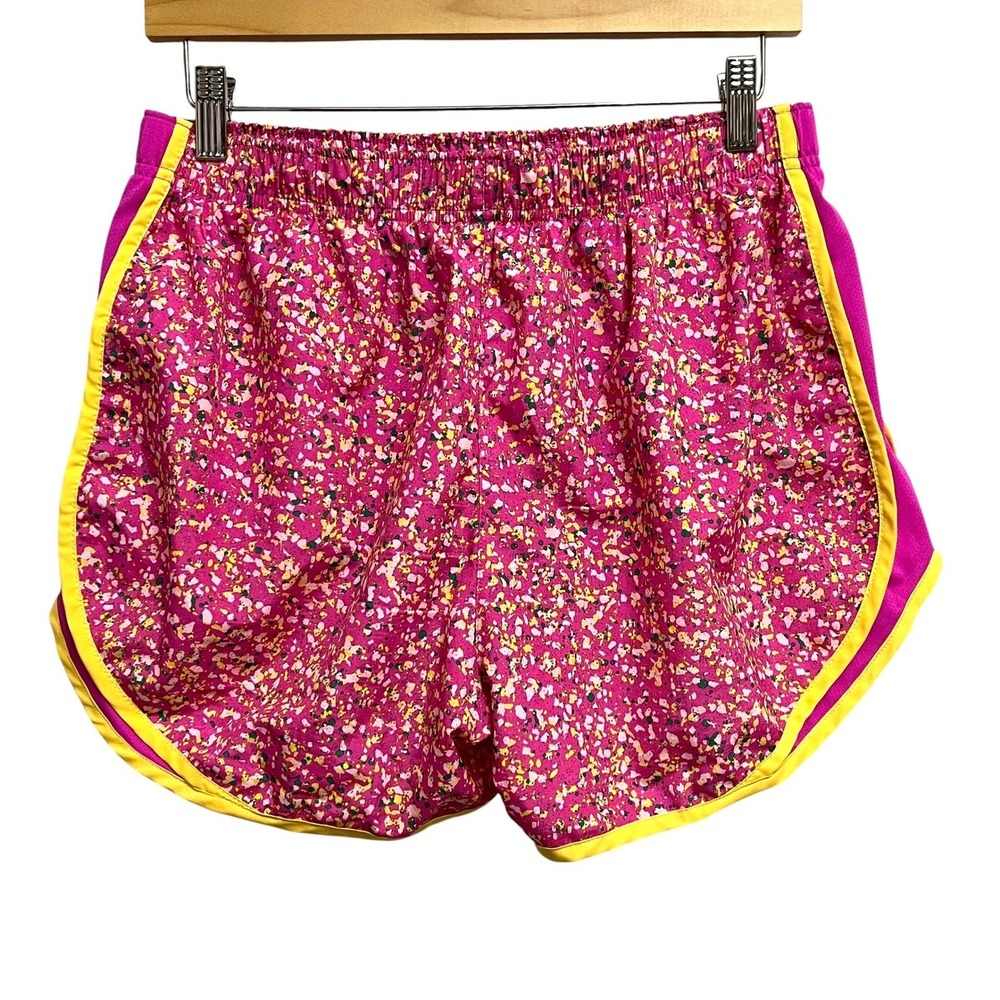 Nike Dri-FIT Tempo Shorts Womens Large Pink Yellow Splatter Running Sporty Gym - Picture 8 of 8